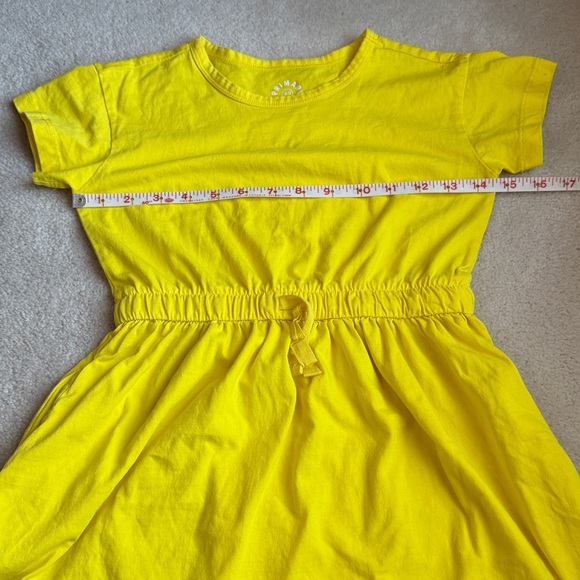 Primary Bright Yellow Short Sleeve Drawstring Dress Girls Size 8-9 - Picture 3 of 7